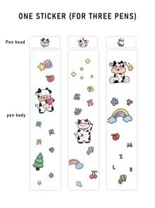 1 hoja Pegatina con dibujos animados con estampado de vaca compatible con la primera generación de Apple Pencil - Multicolor - Ver 4