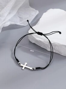 Vòng đeo tay trang trí chữ thập bằng thép không gỉ dành cho nam giới thời trang và được ưa chuộng để làm quà tặng trang sức và cho vẻ ngoài sành điệu - màu đen - Xem 4