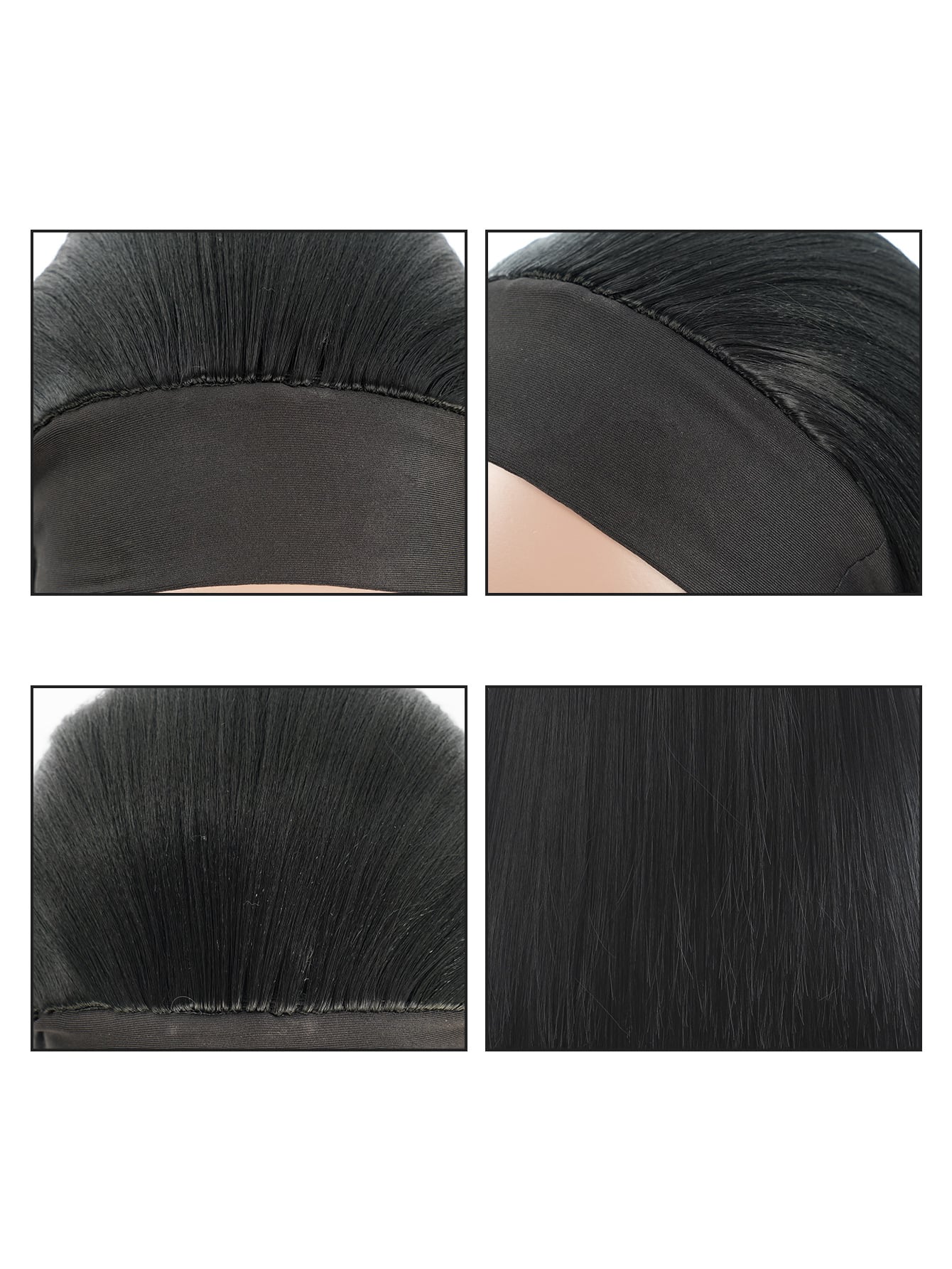 Miniatura 7 de Peluca sintética largo recto con diadema Negro