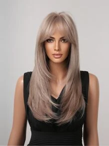 中等直筒人造假髮帶劉海 - 彩色 - 查看 6