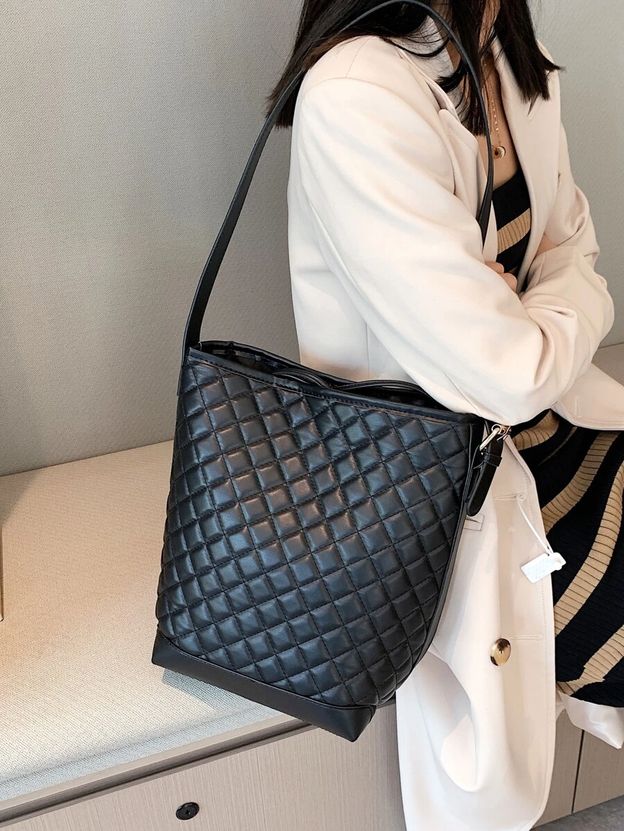 Minimalist Quilted Bucket Bag | SHEIN USA
