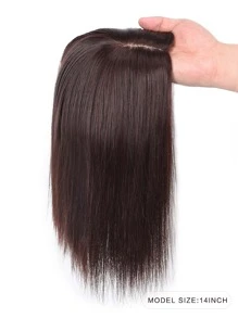 Short Straight Synthetic Hair Topper - Dark Brown - View 2