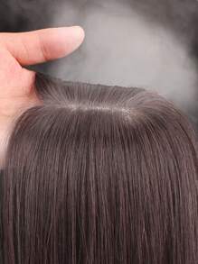 Short Straight Synthetic Hair Topper - Dark Brown - View 5