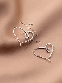 愛心設計圓耳環 - 銀色 - 查看 6