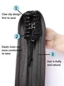 Claw Clip Long Straight Ponytail Synthetic Hair Extension - Brown - View 5