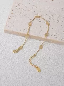 Flower Decor Bracelet Valentines,Mom,Mother,Mother's Day,Gift - Yellow Gold - View 2