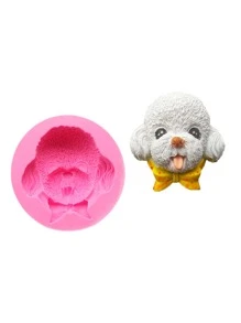 1 pieza Molde de silicona perro cabeza en forma de DIY - Rosa - Ver 3