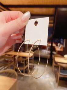 極簡風格圓耳環 - 金黃色 - 查看 2