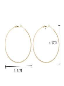 極簡風格圓耳環 - 金黃色 - 查看 3