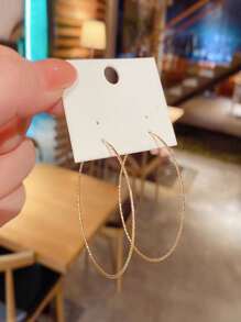 極簡風格圓耳環 - 金黃色 - 查看 4