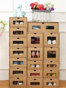 2 piezas Caja de almacenamiento de zapatos unicolor