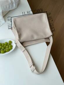 Bolso bandolera de litchi en relieve - Beis - Ver 4