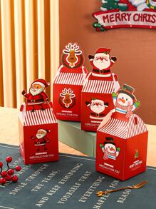 4pcs Christmas Santa Claus & Snowman Pattern Packaging Box - Multicolor - View 1