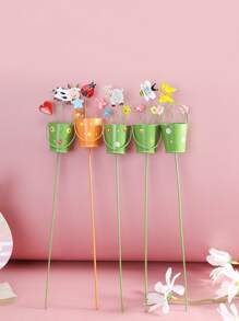 1 Pieza Maceta En Forma De Mini Regadera De Hierro Para Plantar Suculentas, Decoracion Para Jardín, Paisaje Decorativo, Color Aleatorio - Multicolor - Ver 2