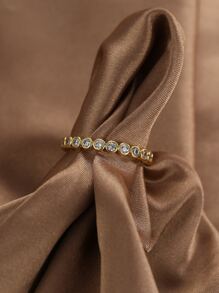 Charm-In 1入組方晶鋯石裝飾戒指銅首飾類 - 金黃色 - 查看 6