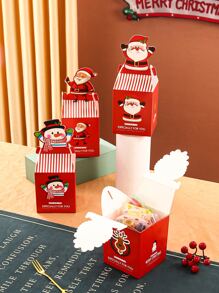 4pcs Christmas Santa Claus & Snowman Pattern Packaging Box - Multicolor - View 7