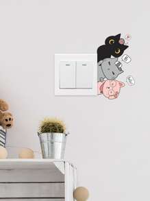 1 Máy Tính Tự Dán Nhựa PVC Công Tắc Ổ Cắm Decal Dán Tường Hoạt Hình Dễ Thương Họa Tiết Mèo Chống Nước Công Tắc Miếng Dán - Nhiều màu - Xem 2