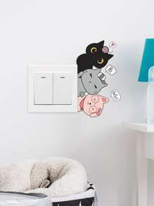 1 Máy Tính Tự Dán Nhựa PVC Công Tắc Ổ Cắm Decal Dán Tường Hoạt Hình Dễ Thương Họa Tiết Mèo Chống Nước Công Tắc Miếng Dán - Nhiều màu - Xem 3