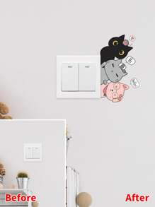 1 Máy Tính Tự Dán Nhựa PVC Công Tắc Ổ Cắm Decal Dán Tường Hoạt Hình Dễ Thương Họa Tiết Mèo Chống Nước Công Tắc Miếng Dán - Nhiều màu - Xem 5