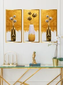 3 Stück Blumenvase Muster Wandaufkleber, moderne Wandkunst Aufkleber für Heim-Dekoration, Poster, Aufkleber, Wandkunst, Frühlingsdekoration Artikel um Ihr Zuhause aufzufrischen, Rama Dekorations Aufkleber Geschenke Geburtstag Abschluss