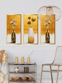 3 Stück Blumenvase Muster Wandaufkleber, moderne Wandkunst Aufkleber für Heim-Dekoration, Poster, Aufkleber, Wandkunst, Frühlingsdekoration Artikel um Ihr Zuhause aufzufrischen, Rama Dekorations Aufkleber Geschenke Geburtstag Abschluss