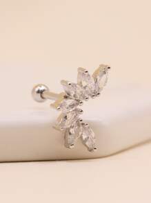 1 bông tai trang trí bằng đá khối Zirconia - Bạc - Xem 3