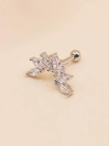 1 bông tai trang trí bằng đá khối Zirconia - Bạc - Xem 4