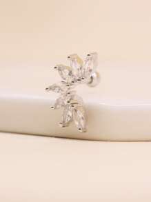 1 bông tai trang trí bằng đá khối Zirconia - Bạc - Xem 2