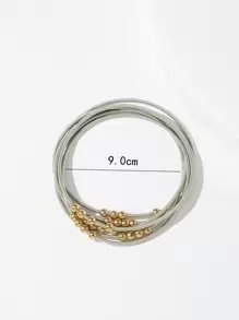 1入組珠子裝飾手鐲,不銹鋼首飾類 - 銀色 - 查看 3