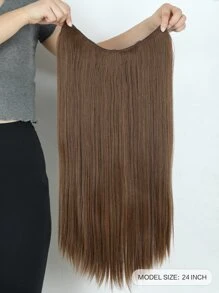 Clip In Long Straight Synthetic Hair Extension - Brown - View 3