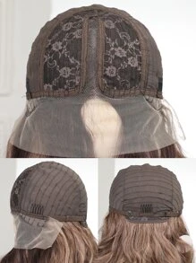 HAIRCUBE13*1 T 部分蕾絲假髮，28 英寸棕色漸變色蕾絲假髮，長捲髮假髮日常使用合成蕾絲假髮 - 漸層 - 查看 10