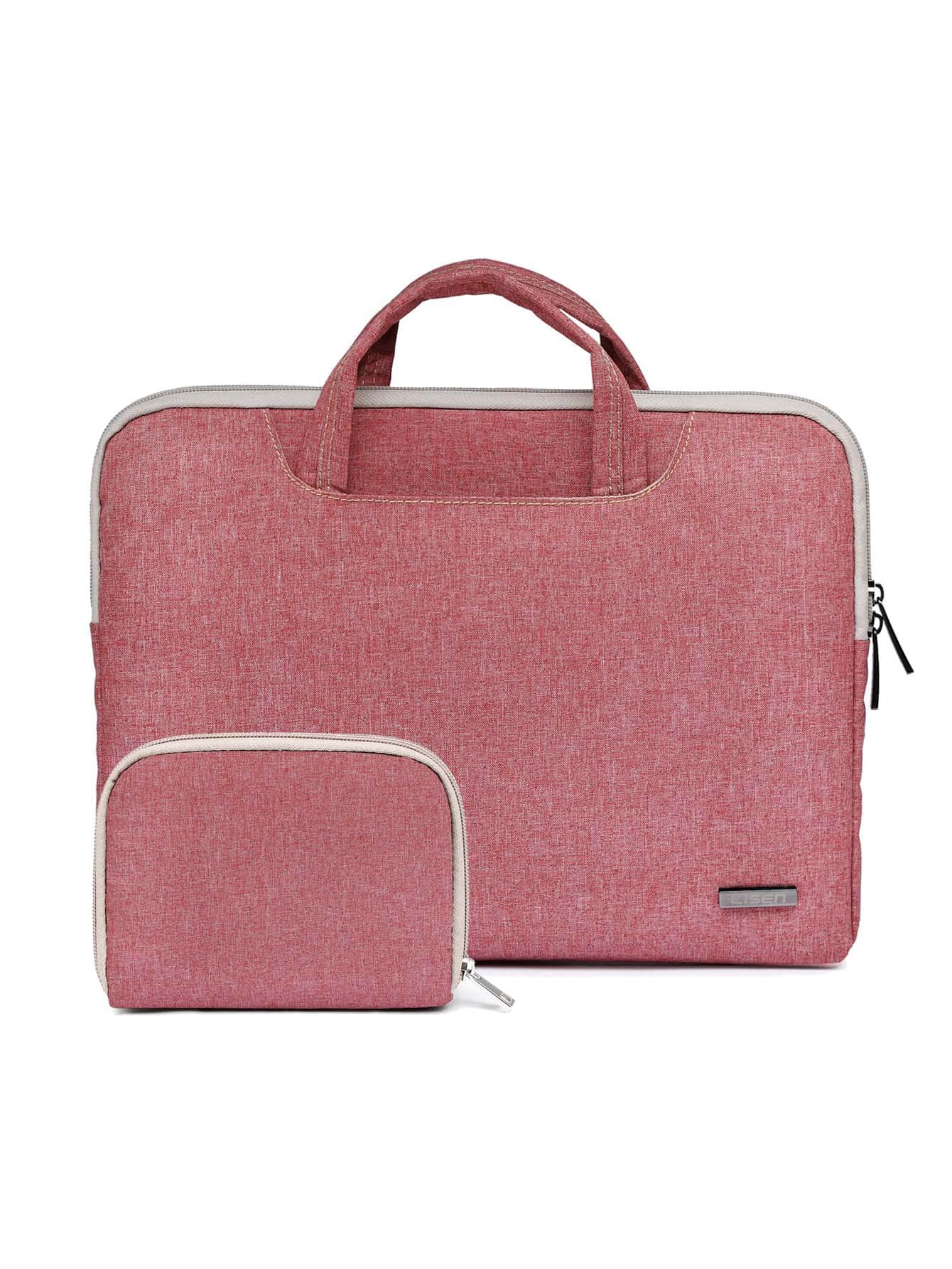 LISEN 1入組素色電腦包和1入組收納小袋 - 粉色 - 查看 1