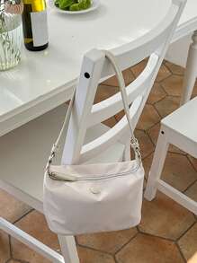 Túi vai màu trơn Có thể điều chỉnh được Đúng mốt - Màu be - Xem 6