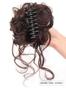 Claw Clip Curly Synthetic Hair Updo - Dark Brown - View 2