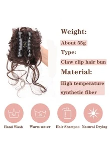 Claw Clip Curly Synthetic Hair Updo - Dark Brown - View 4
