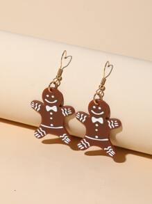 Christmas Gingerbread Drop Earrings - Multicolor - View 1
