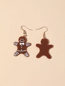 Christmas Gingerbread Drop Earrings - Multicolor - View 2