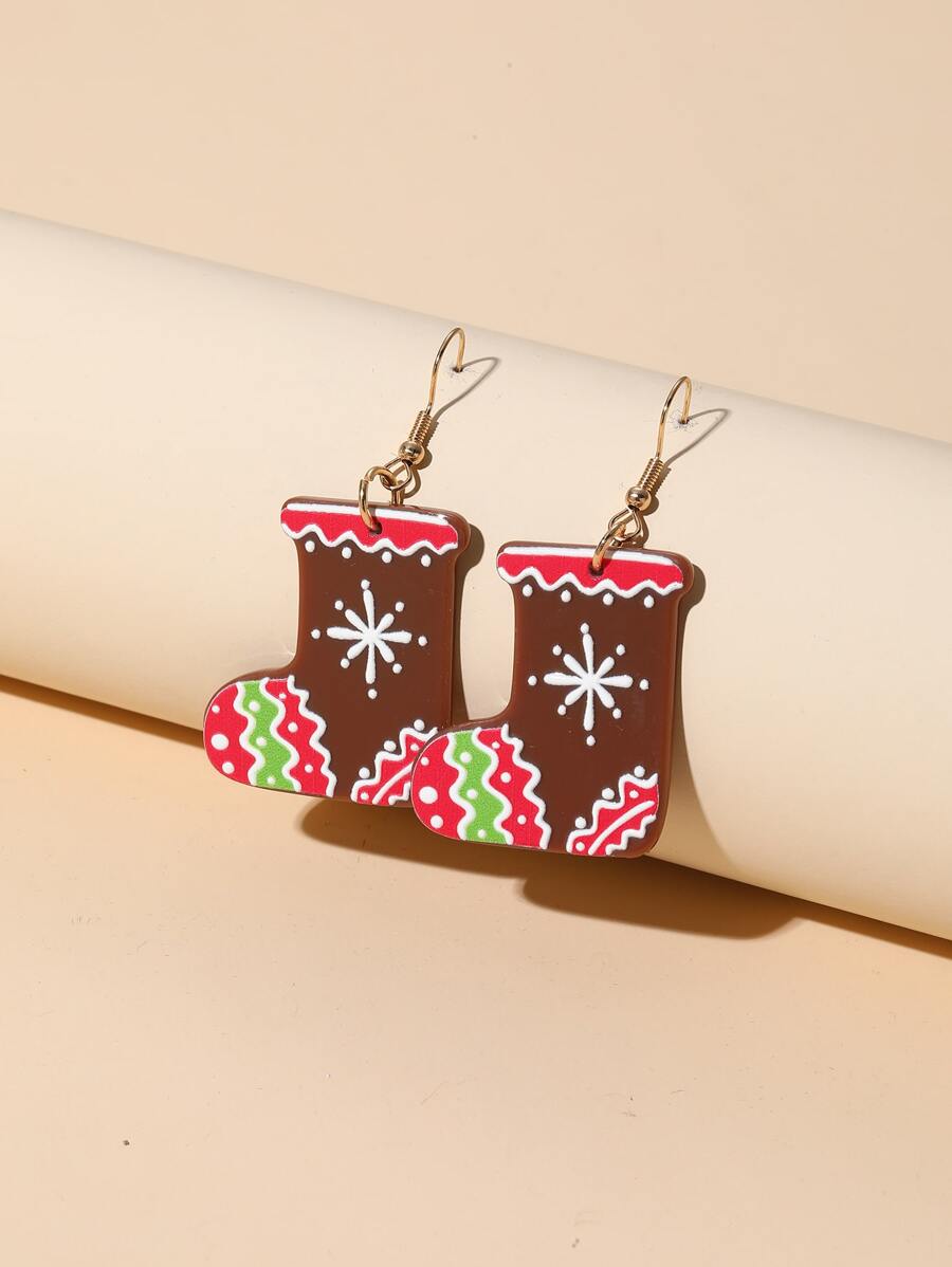 Christmas Socks Drop Earrings - Multicolor - View 1