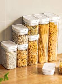 1 tarro de almacenamiento de alimentos sellado, contenedor de almacenamiento de alimentos de grano de cocina de alimentos secos a prueba de humedad - transparente - Ver 1