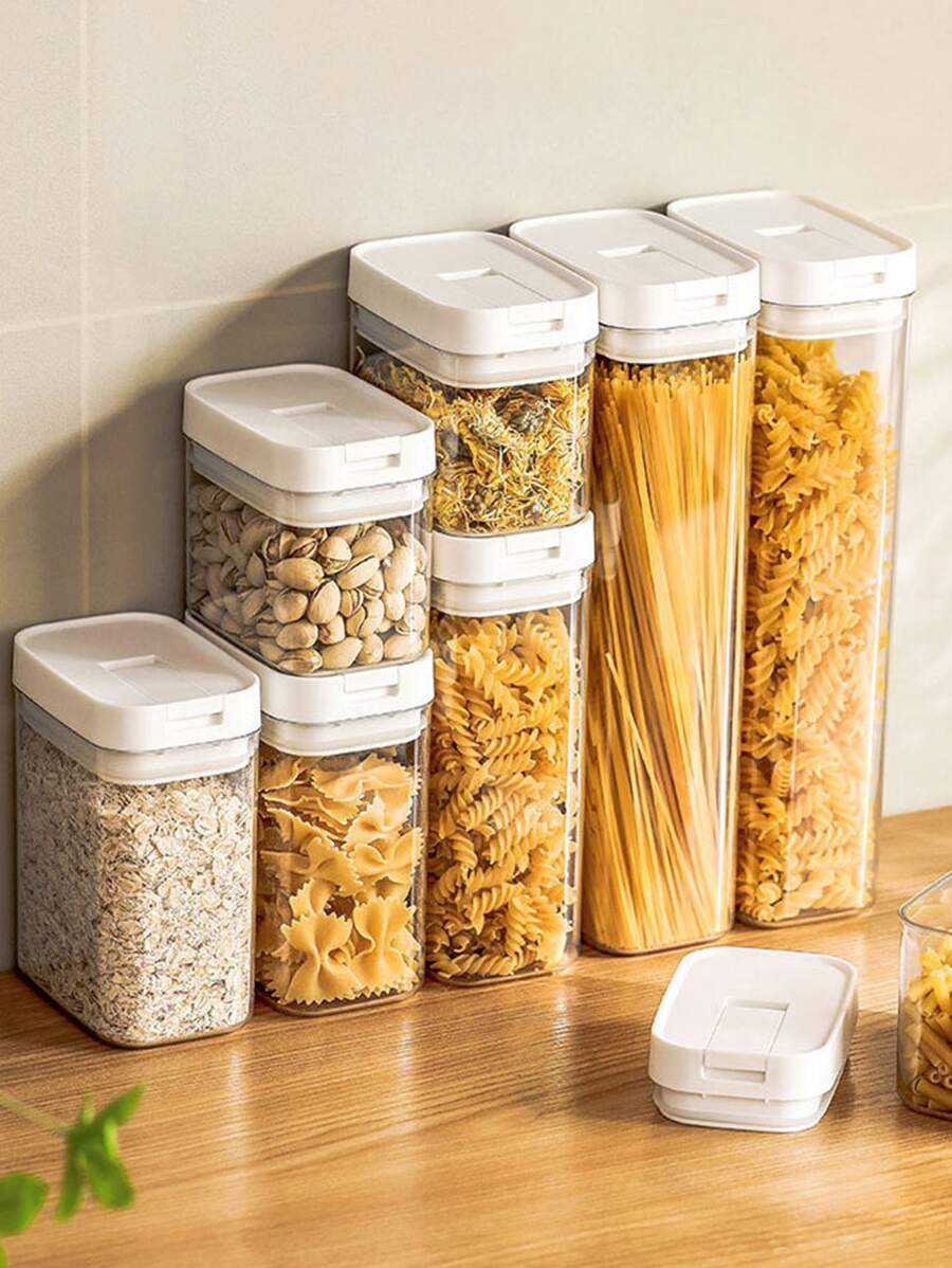 1 tarro de almacenamiento de alimentos sellado, contenedor de almacenamiento de alimentos de grano de cocina de alimentos secos a prueba de humedad - transparente - Ver 1