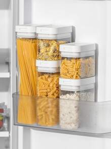 1 tarro de almacenamiento de alimentos sellado, contenedor de almacenamiento de alimentos de grano de cocina de alimentos secos a prueba de humedad - transparente - Ver 2