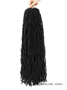 6pcs/Set New Faux Locs Crochet Braids, Soft Long Natural Crochet Locs Extensions, Black Color, Great Christmas Gift (1b/Natural Black) - Black - View 3