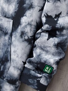 Manfinity Men Tie Dye Kangaroo Pocket Drawstring Hoodie & Joggers - Multicolor - View 4