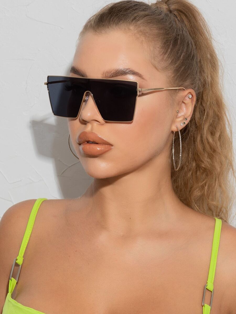 1 chiếc kính thời trang Ombre vuông kim loại cỡ lớn cho nữ, kính mắt thời trang đường phố để đeo hàng ngày, phụ kiện đi biển cho phụ nữ, kính râm cho kỳ nghỉ bãi biển mùa hè, ngoài trời, du lịch