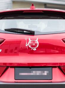 1pc Cartoon Graphic Car Sticker - Silver - View 1