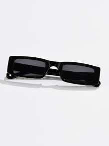 1pc Women's Plastic Rectangular Small Frame European Style Personalized Hip Hop Decorative Fashion Fashion Glasses Suitable For Daily, Holiday, Travel, Party Wear Beach Accessories For Women Glasses Shades For Summer Beach Vacation,Outdoor,Travel - Dark Grey - View 2