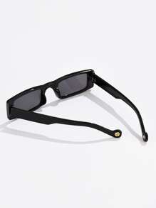 1pc Women's Plastic Rectangular Small Frame European Style Personalized Hip Hop Decorative Fashion Fashion Glasses Suitable For Daily, Holiday, Travel, Party Wear Beach Accessories For Women Glasses Shades For Summer Beach Vacation,Outdoor,Travel - Dark Grey - View 3