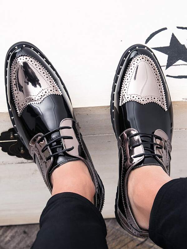 Men Wingtip Laceup Front Oxford Shoes SHEIN USA