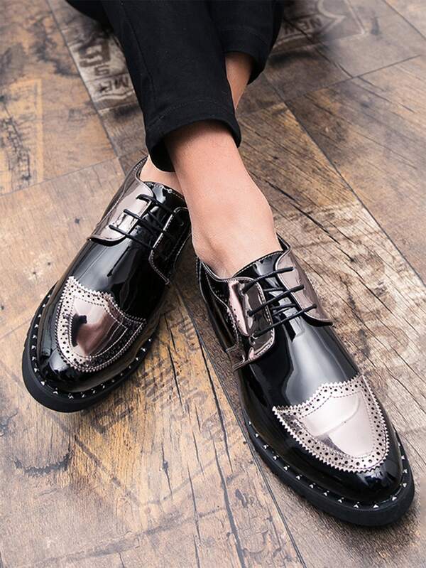 Men Wingtip Laceup Front Oxford Shoes SHEIN USA