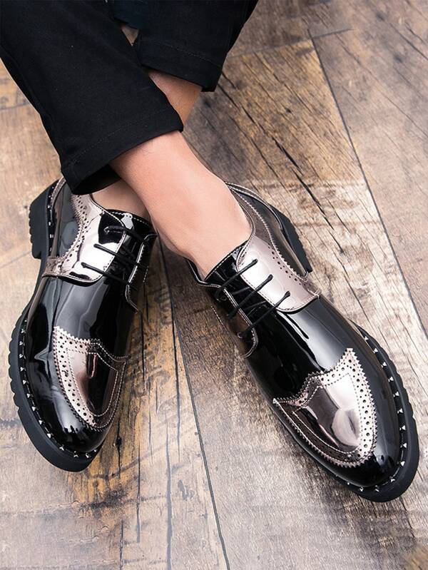 Men Wingtip Laceup Front Oxford Shoes SHEIN USA